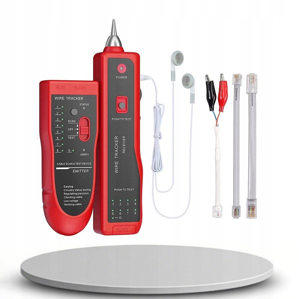 WIELOFUNKCYJNY TESTER KABLI SIECIOWYCH LAN RJ45 RJ11 SZUKACZ PAR Z LED