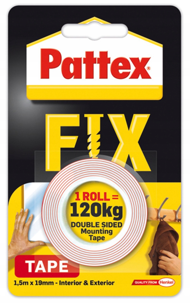 

Montażowa Taśma Pattex 1,5m x 19mm montaż