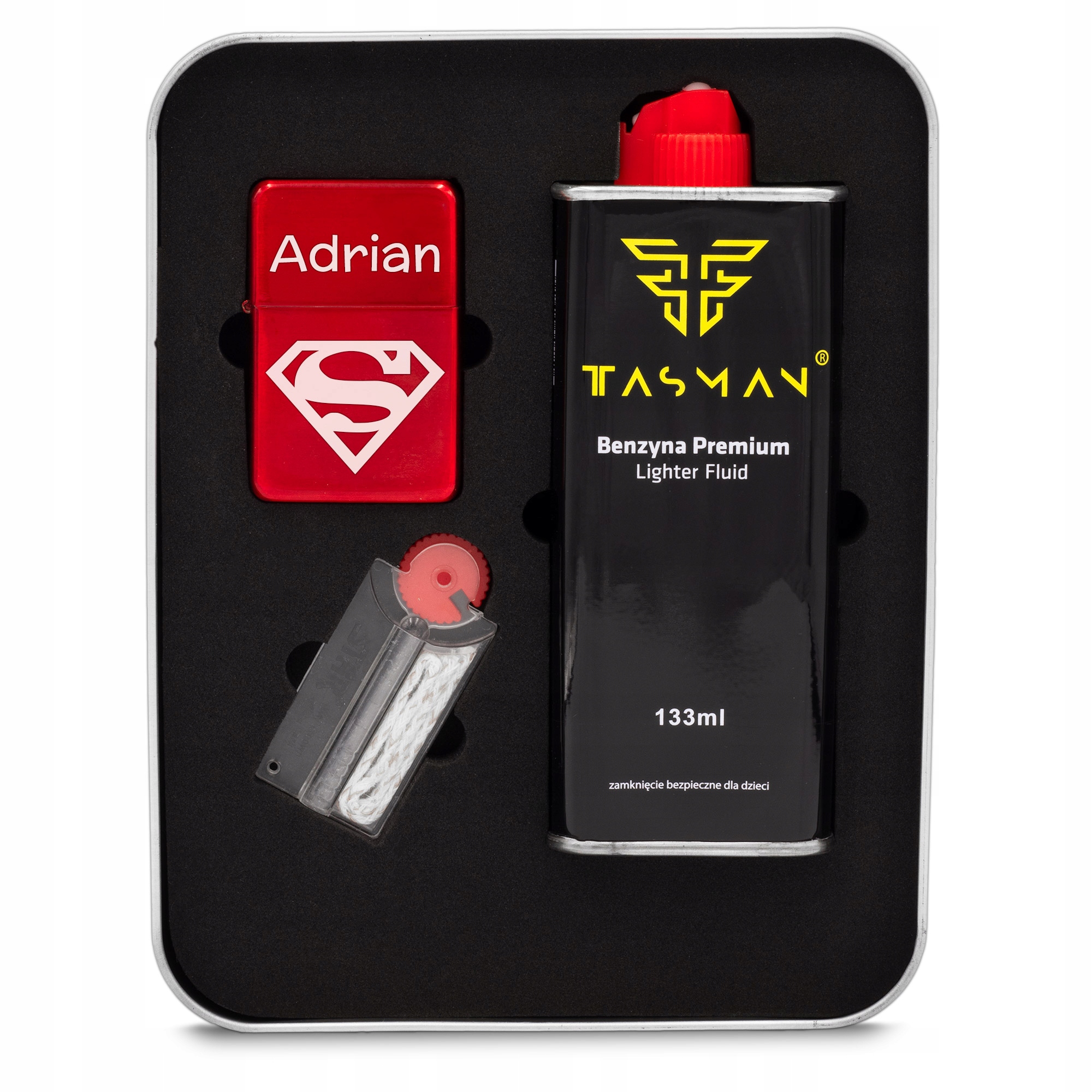 

Zapalniczka Benzynowa Czerwona z Grawerem Zestaw