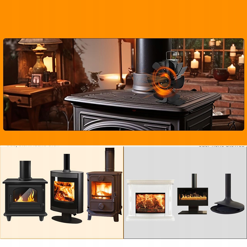 WENTYLATOR KOMINKOWY Z TERMOMETREM 6 ŁOPATEK EAN (GTIN) 667357267793