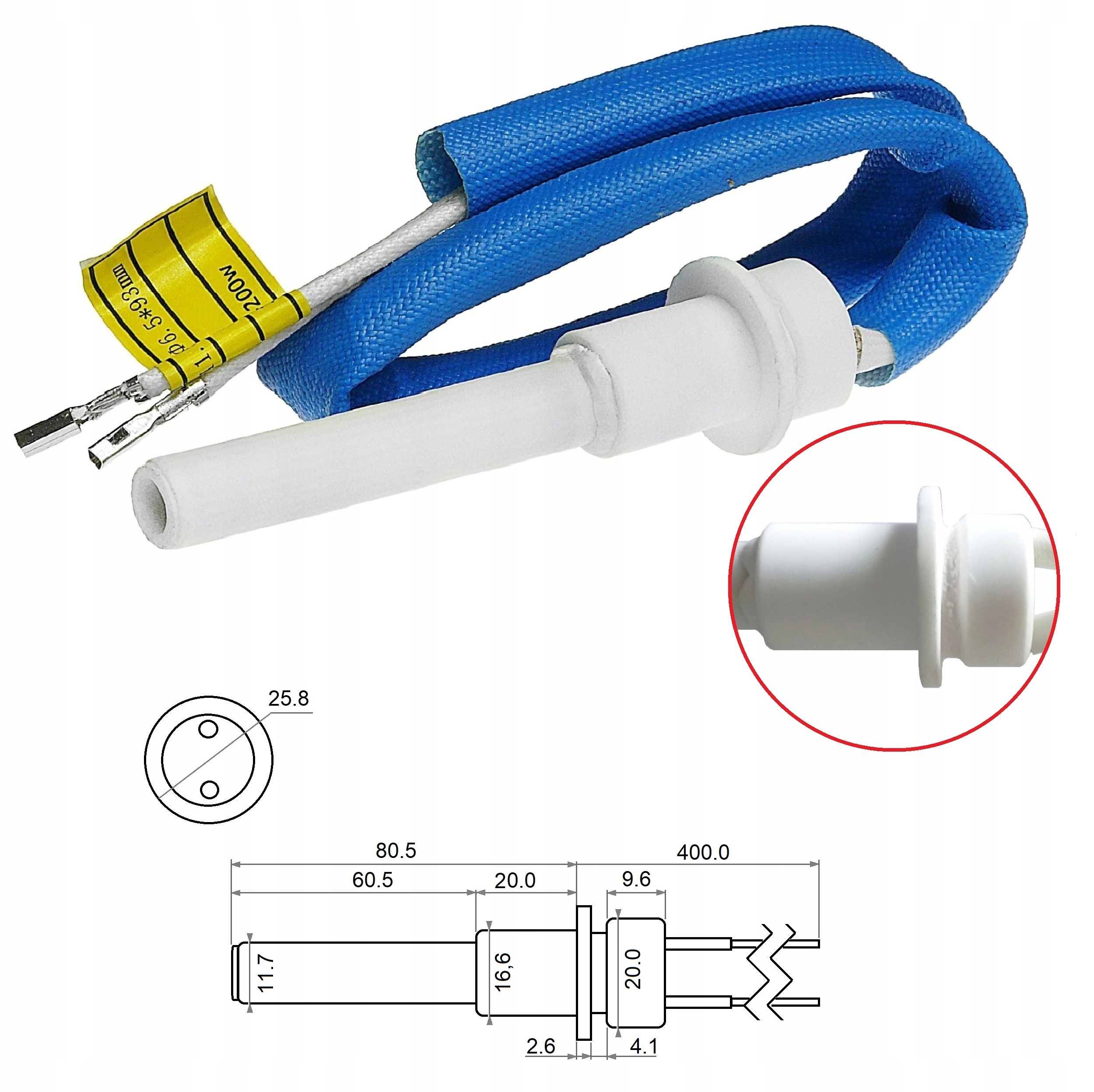 Keramický zapalovač na pelety, ohřívač 150 200 W