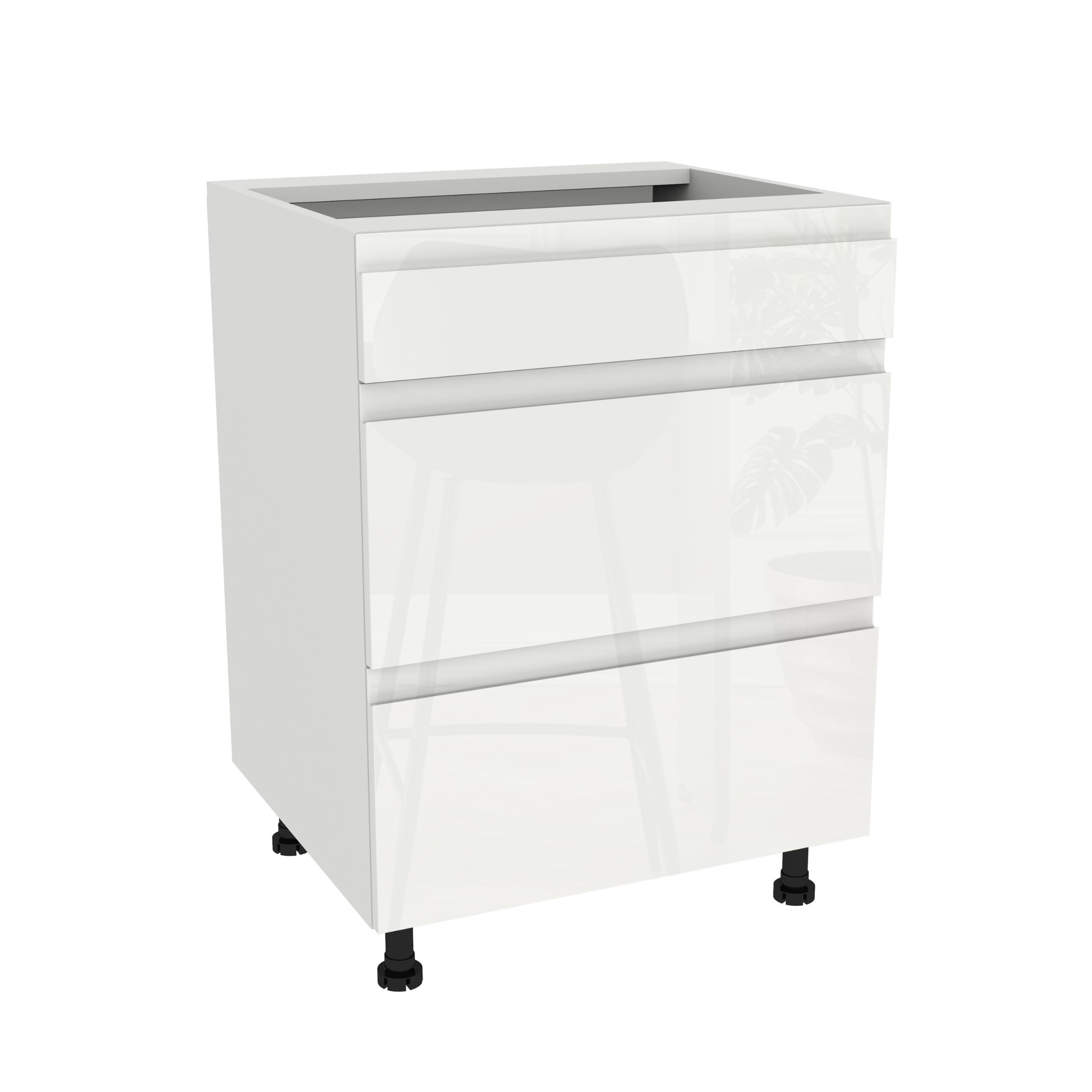 Zásuvková skrinka Slim 60 Frezo Biela predná časť Bezúchytková Biely lesk