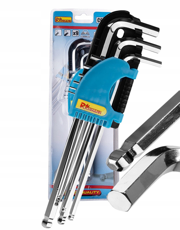 

Klucze Imbusowe 9SZT Długie Kulka 1,5-10MM C6616
