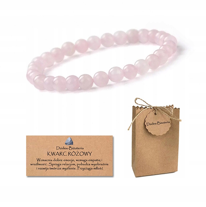 Натуральный камень розовый кварц браслет 6 мм
