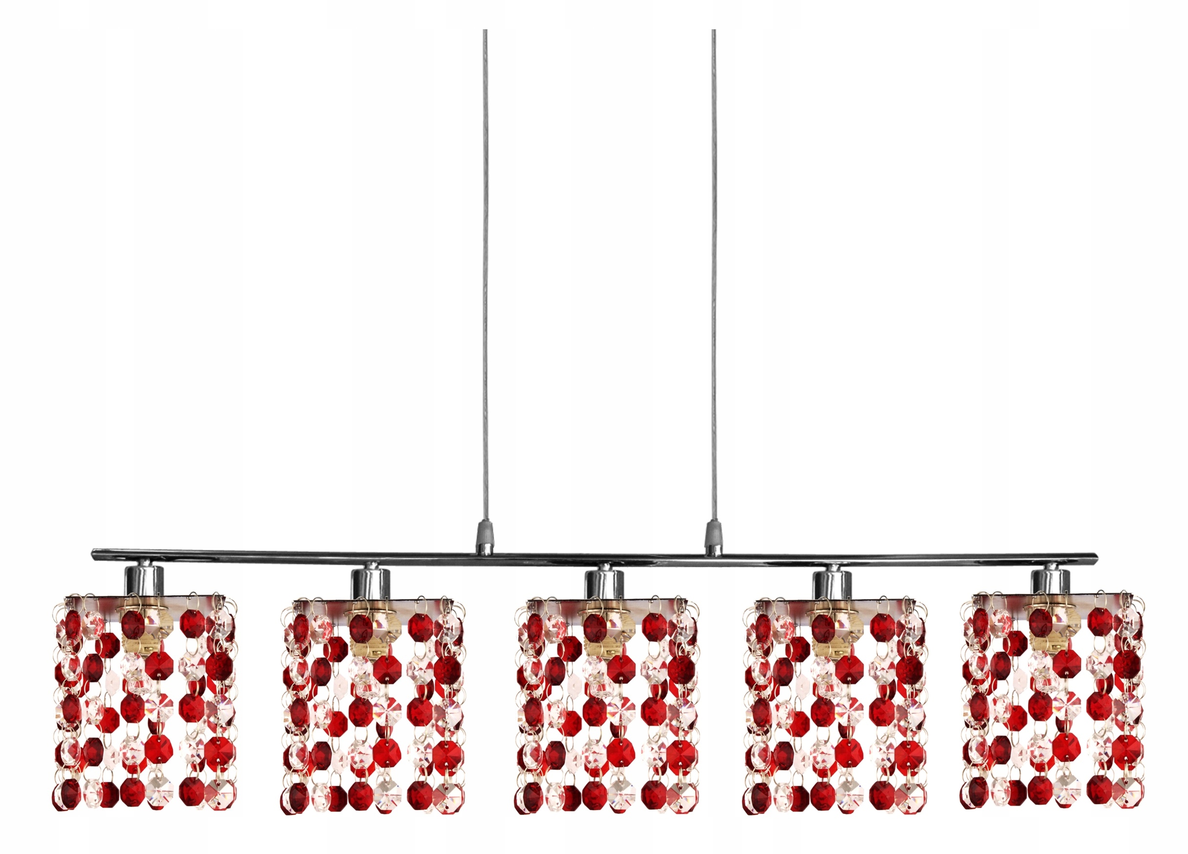 Závěsná lampa Classic Zwis na lankách 5X40W G9 Chrom Červené Křišťály