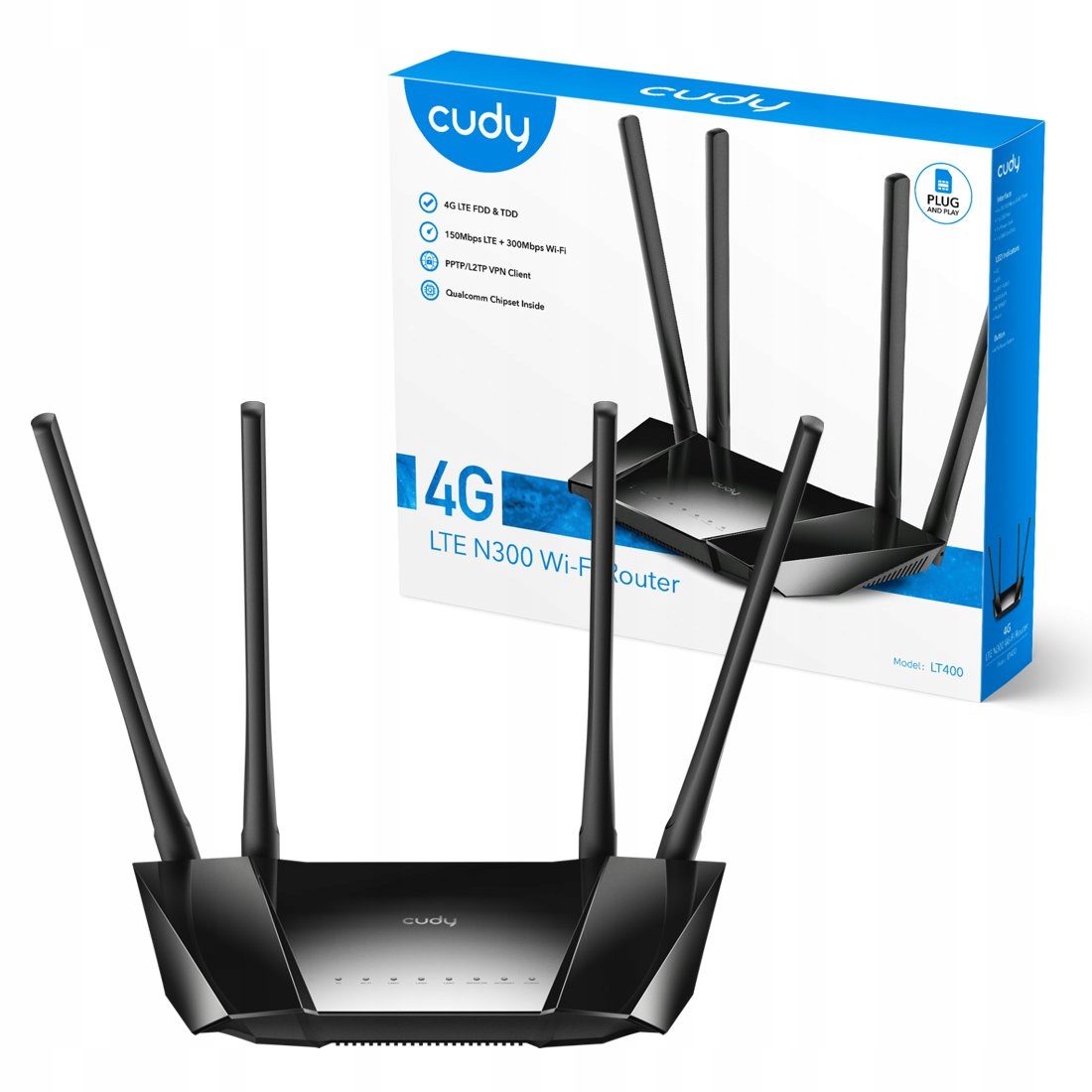 Router Cudy LT400 802.11n (Wi-Fi 4) 4G LTE gniazdo SIM