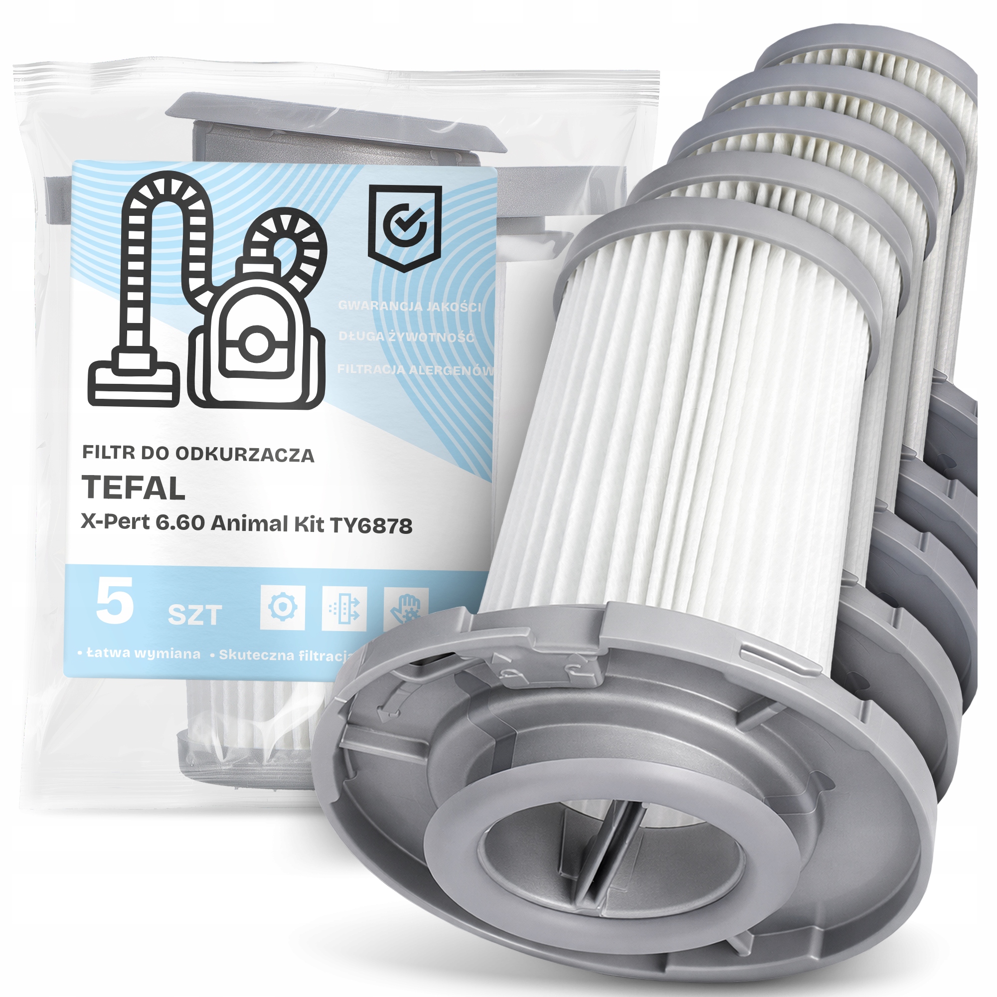 5x Filtr Pro Vysavač Tefal X-Pert 6.60 Animal Kit TY6878 Em-w