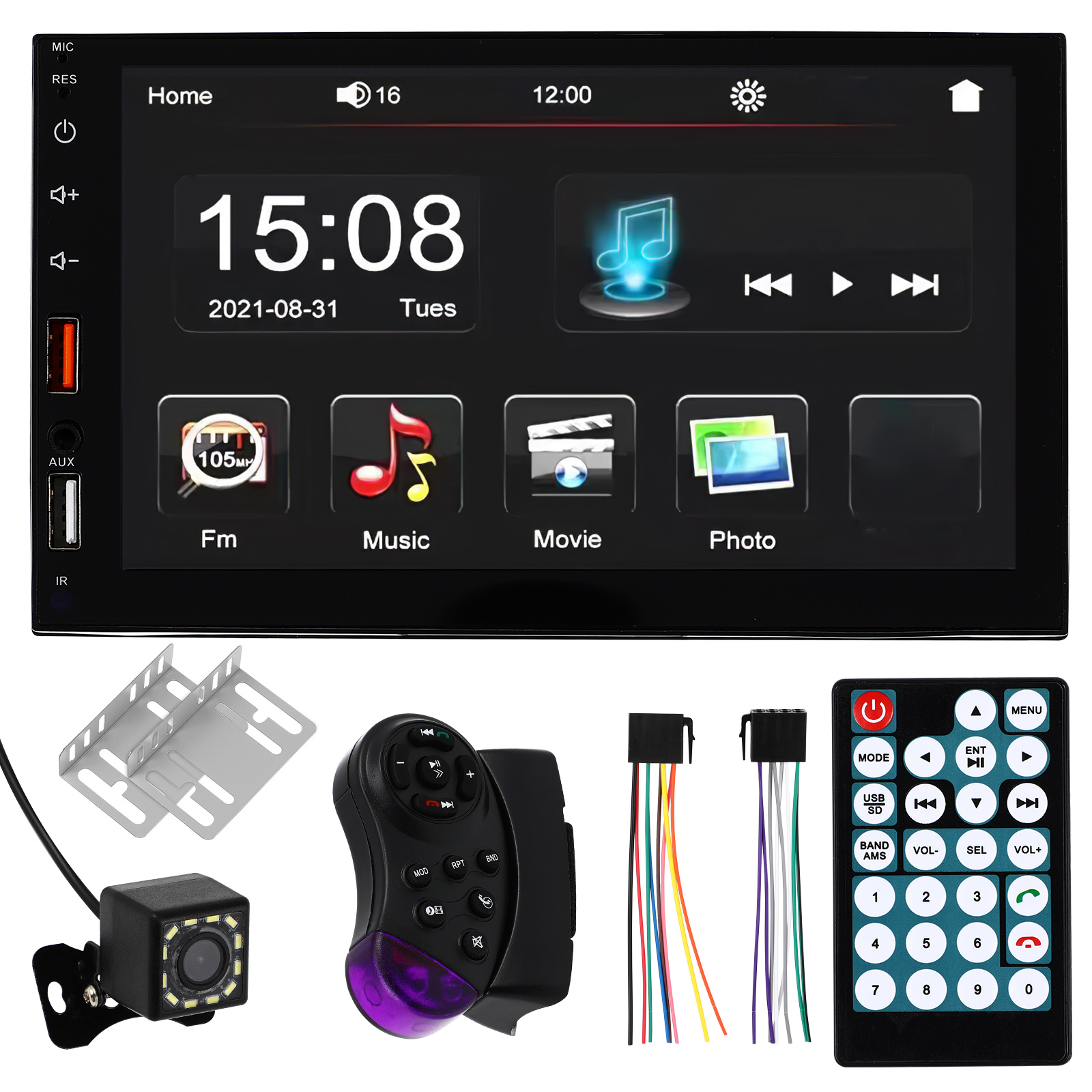 Radio Samochodowe Bluetooth 2 Din 7 Cali Rds Usb Aux Micro Sd 4x50W Pilot