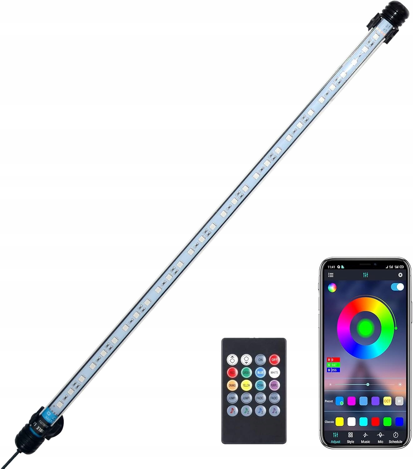 OŚWIETLENIE LAMPA LED DO AKWARIUM RGB APLIKACJA BLUETOOTH 74cm VARMHUS