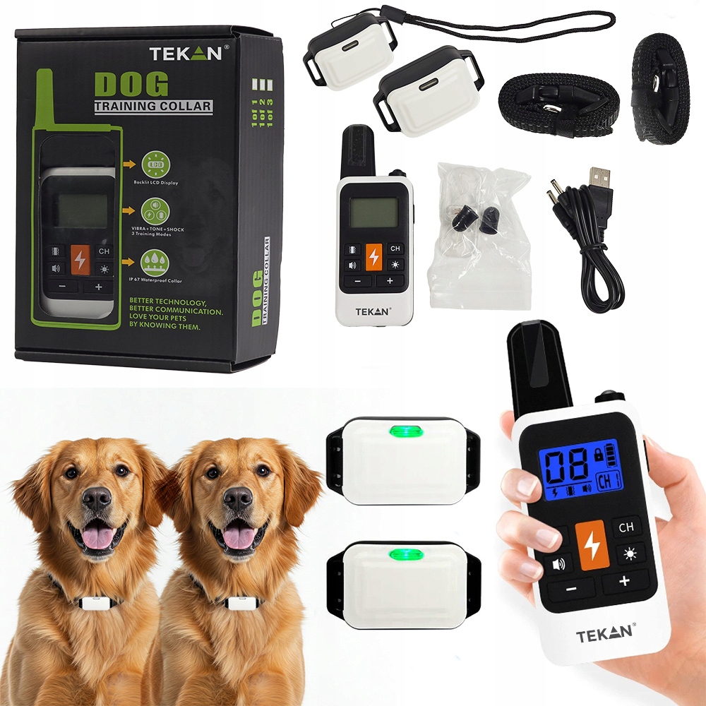 Levně Elektrický Obojek Pro Psy Pro Dva Psy, Pilot Pro Trénink Tréninku