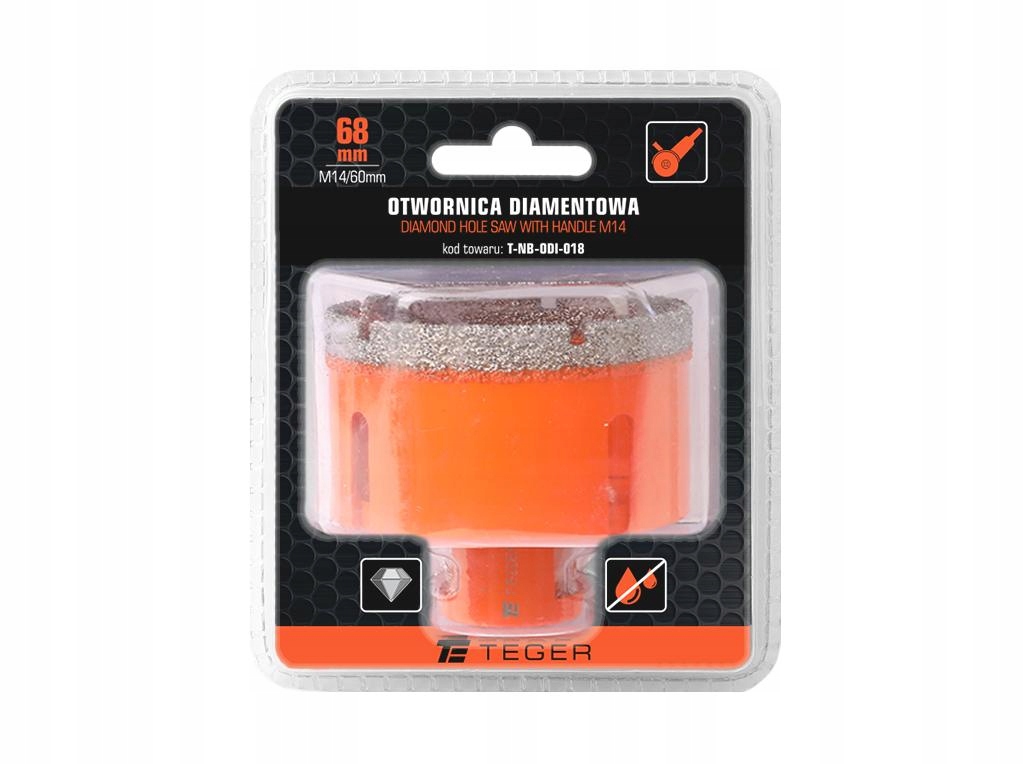 Korunkový Vrták s úchytem M14/68 mm Teger T-NB-ODI-018, T-NB-ODI-01