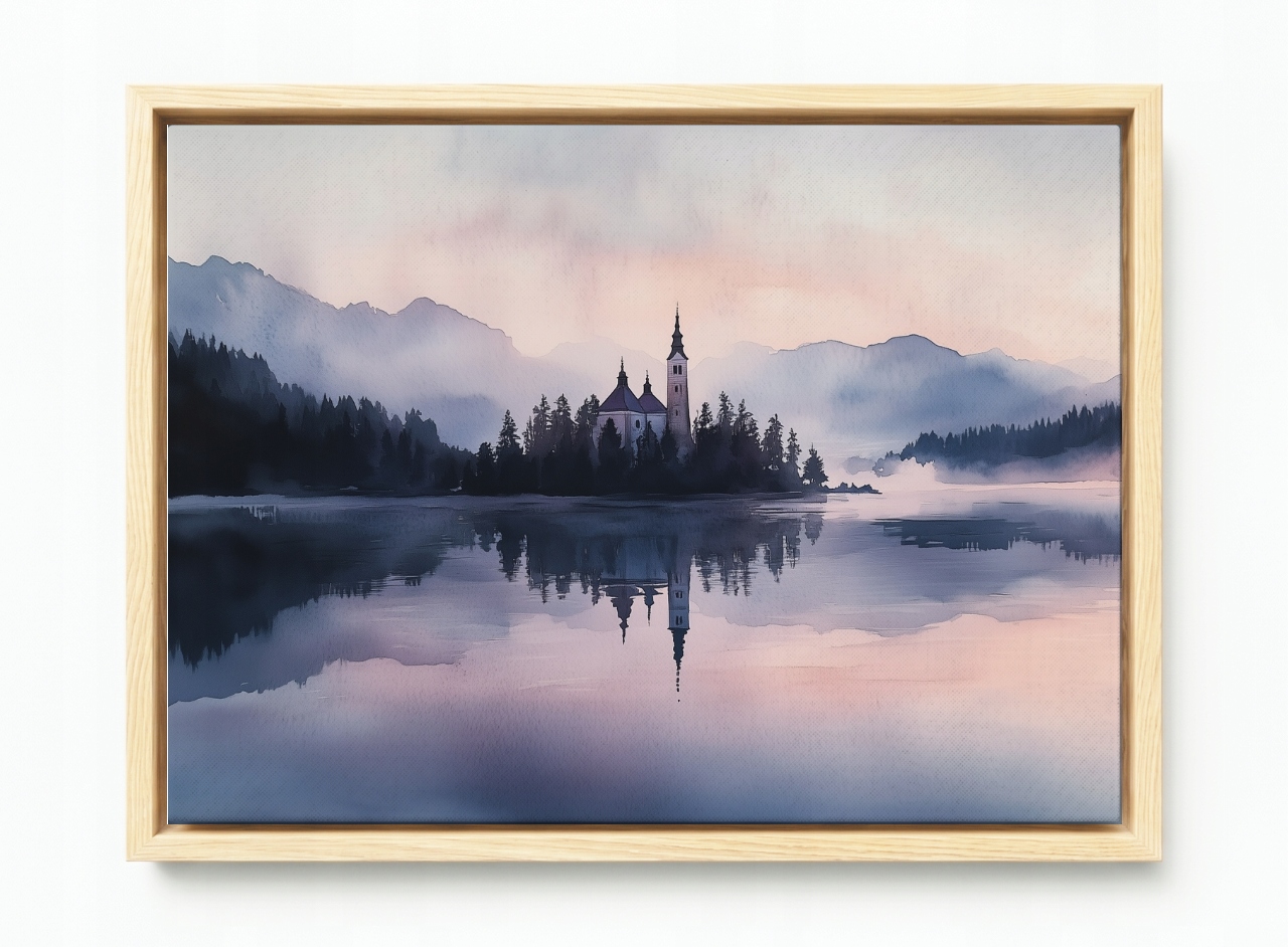 Obraz Rám Americký Box Jezero Kostel Hory Bled Slovinsko Alpy 60x40