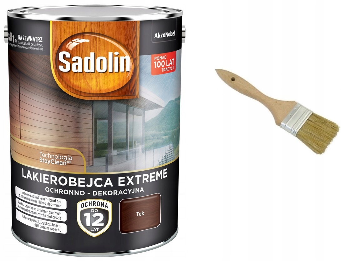 

Sadolin Extreme- lakieorbejca, tek, 4.5l Pędzel