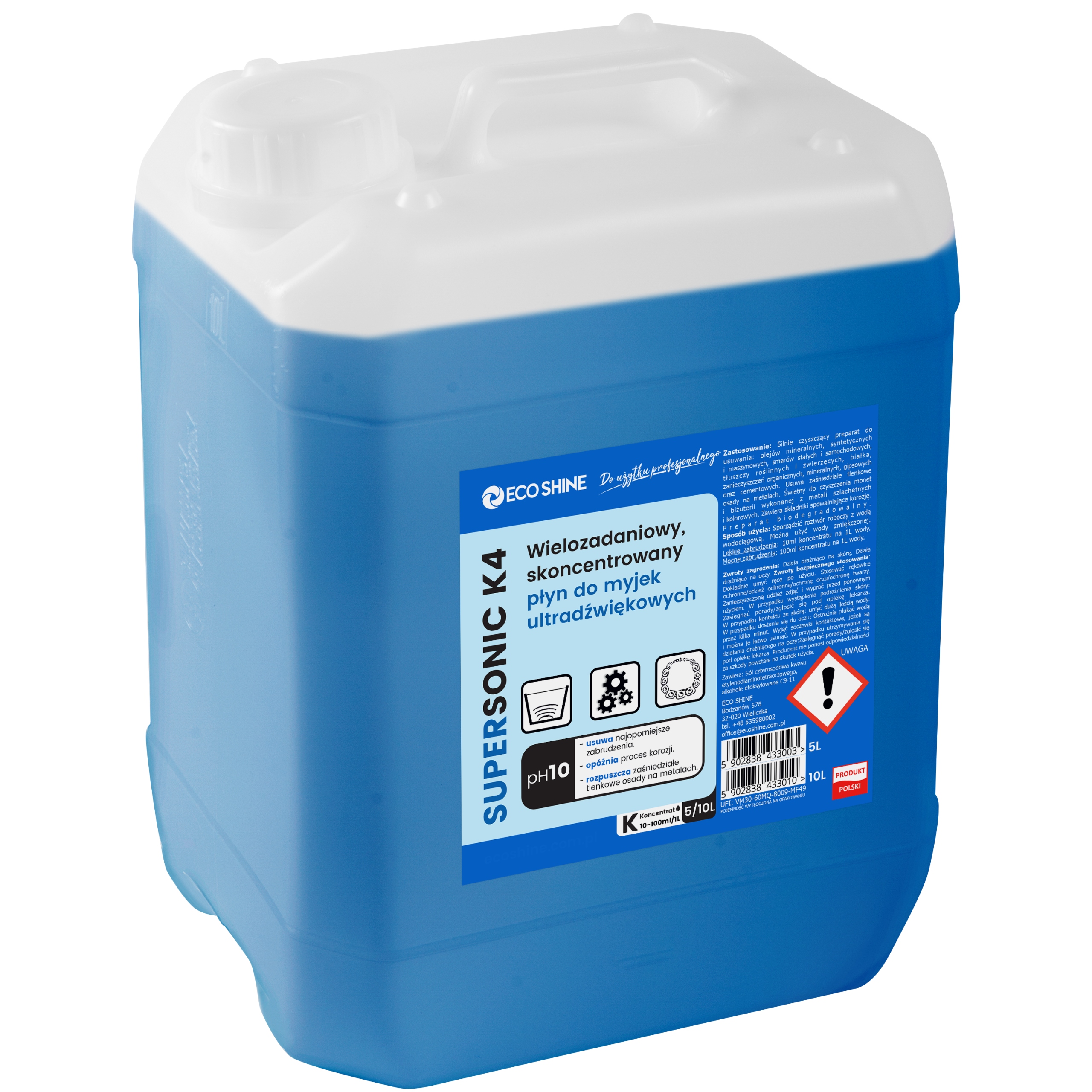 Eco Shine Supersonic K4 (ultrasonic K3) 10L Płyn do myjek ultradźwiękowych
