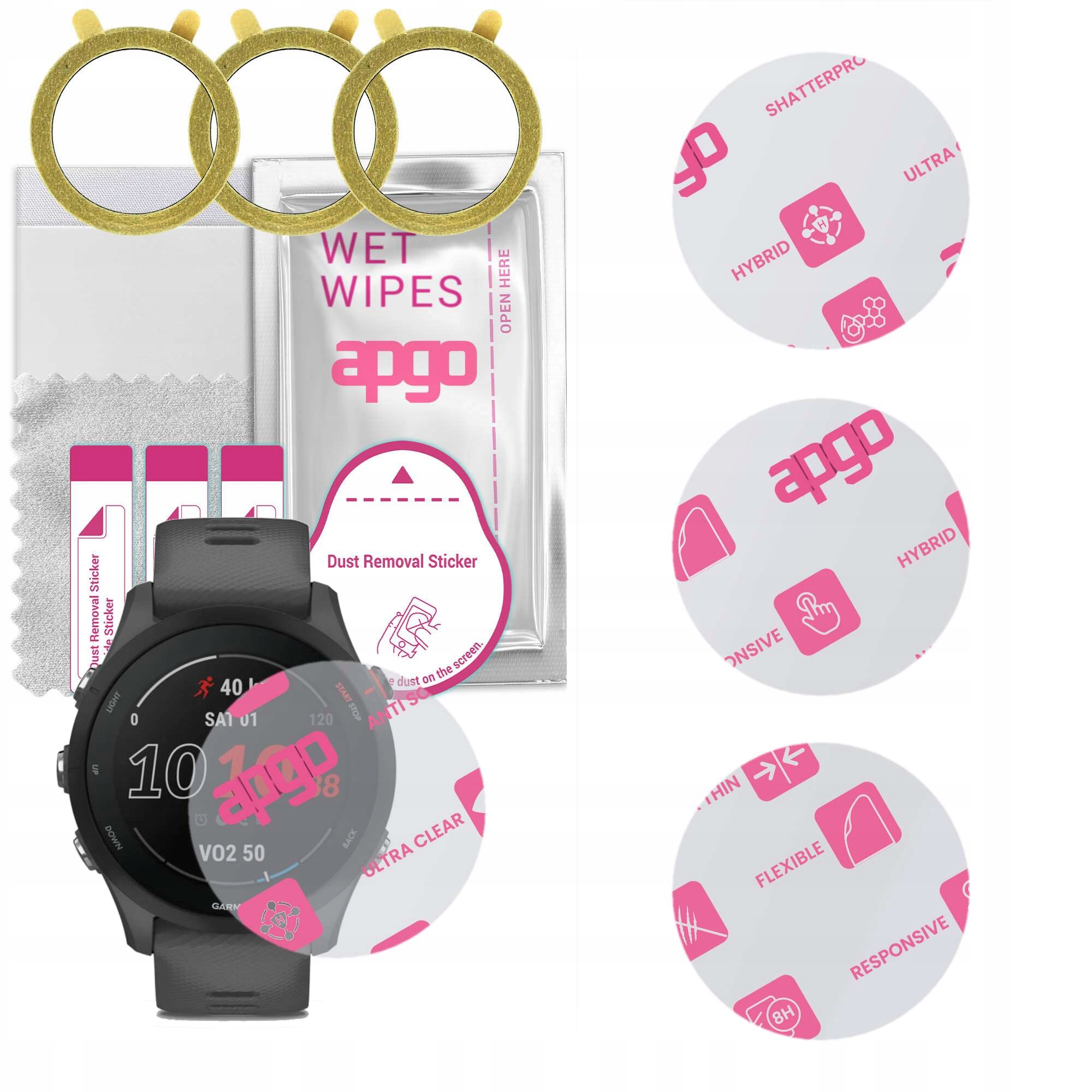 3x Szkło Hybrydowe do Garmin Forerunner 255, zamiennik hartowanego, flexibl