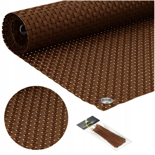 Osłona Na Balkon Premium 1x5m Rattan Balkonowa Mata Na Taras Brązowa Uv+