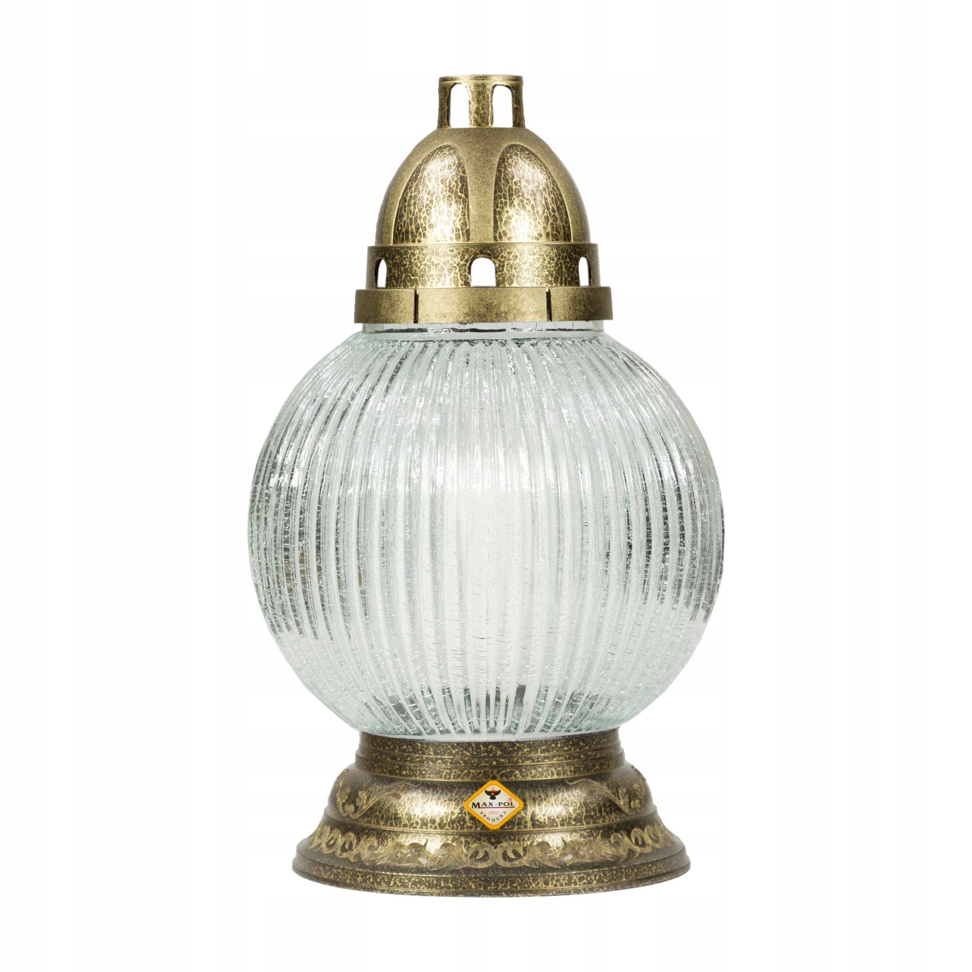 

Znicz szklany z mrożonego szkła, Kula,