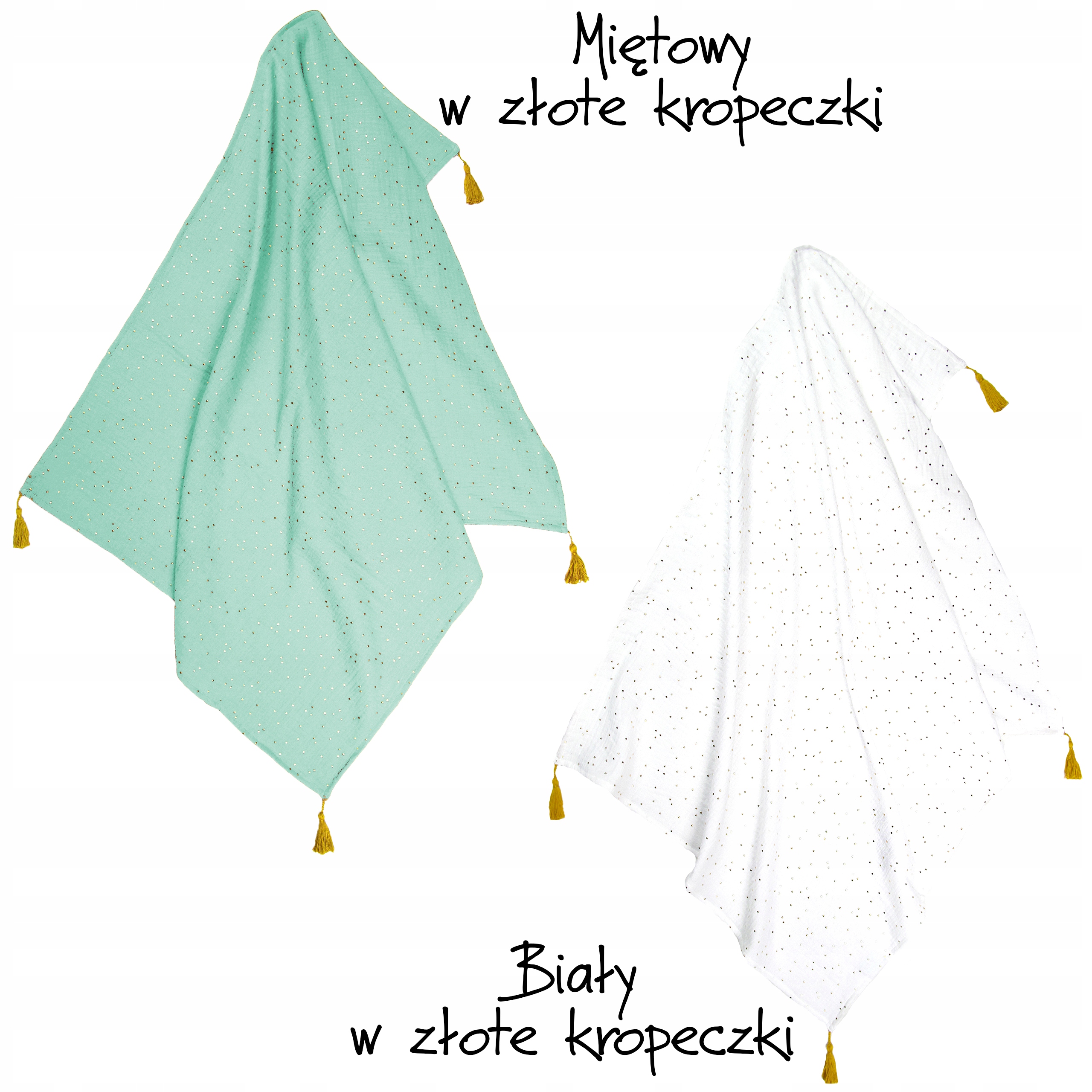 MUŚLINOWY Otulacz __ Frędzelki __ Kocyk 65x95 LUX Szerokość produktu 65 cm