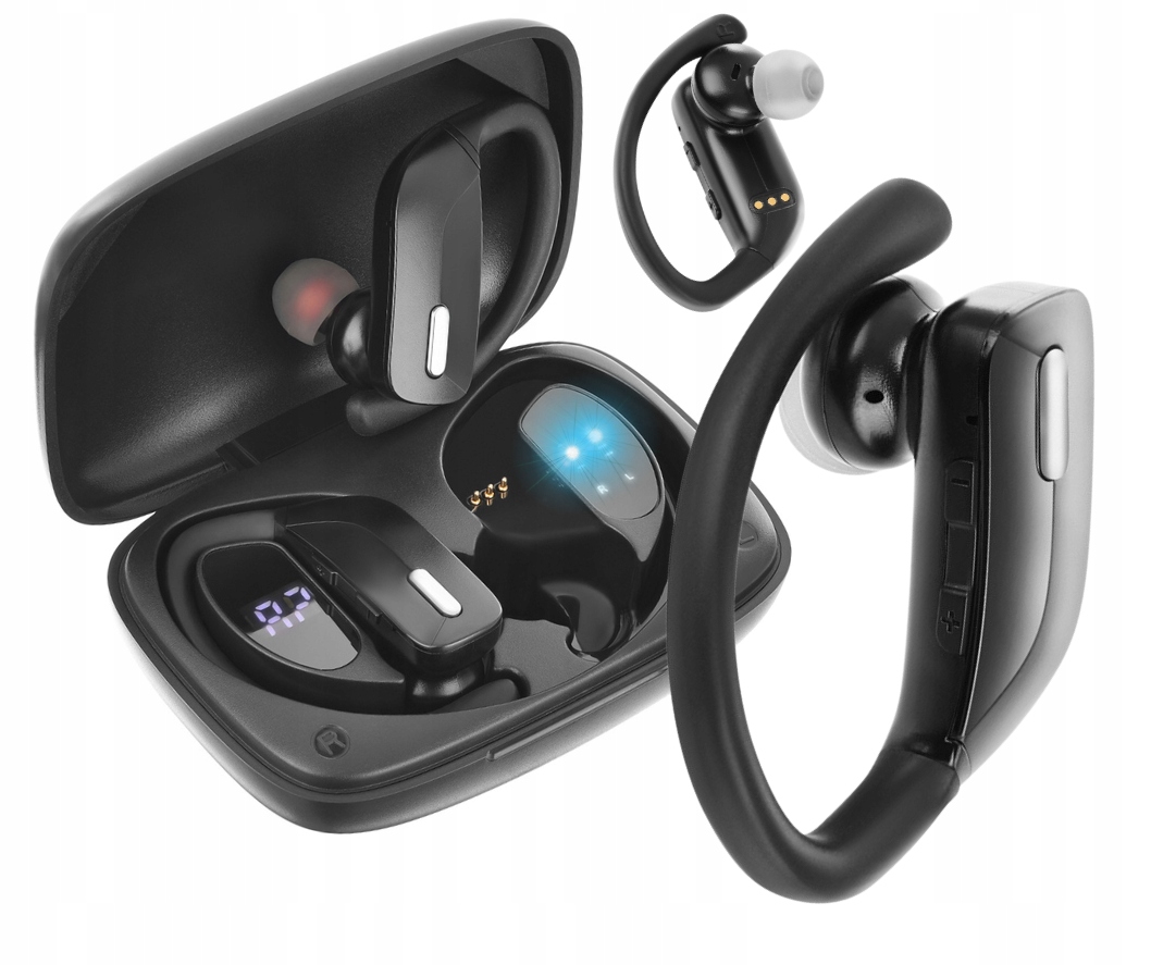 SŁUCHAWKI BEZPRZEWODOWE DOUSZNE SPORTOWE BLUETOOTH 5.3 + EDR POWERBANK LED Kod producenta POWER HBQ PRO 2