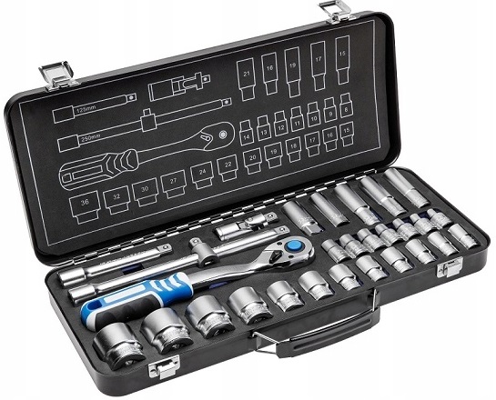 

Hogert HT1R480 Klucze nasadowe 1/2'' kpl 29szt