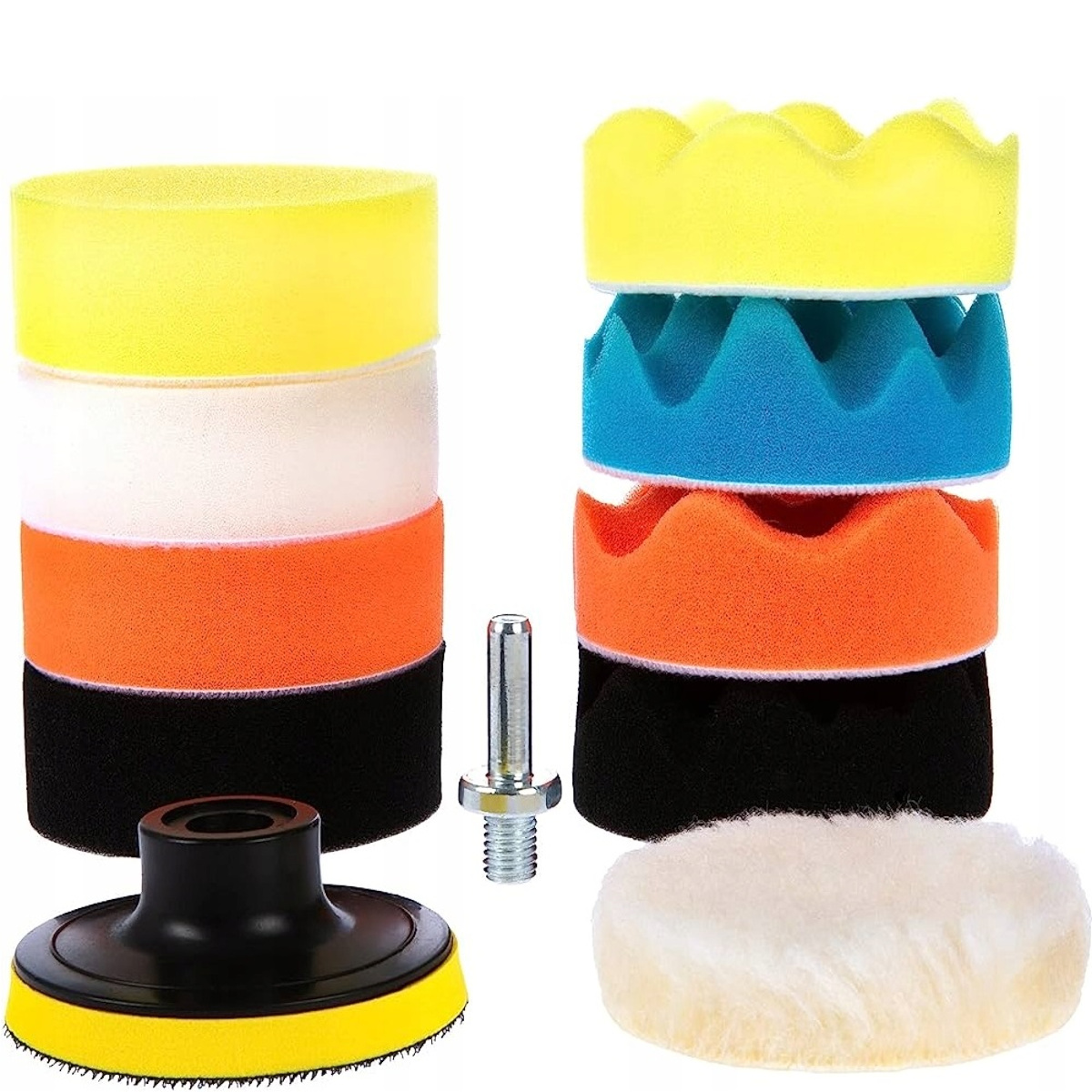 Zestaw Gąbek Polerskich Pady Na Wiertarke 80mm Komplet 10 Szt Adapter