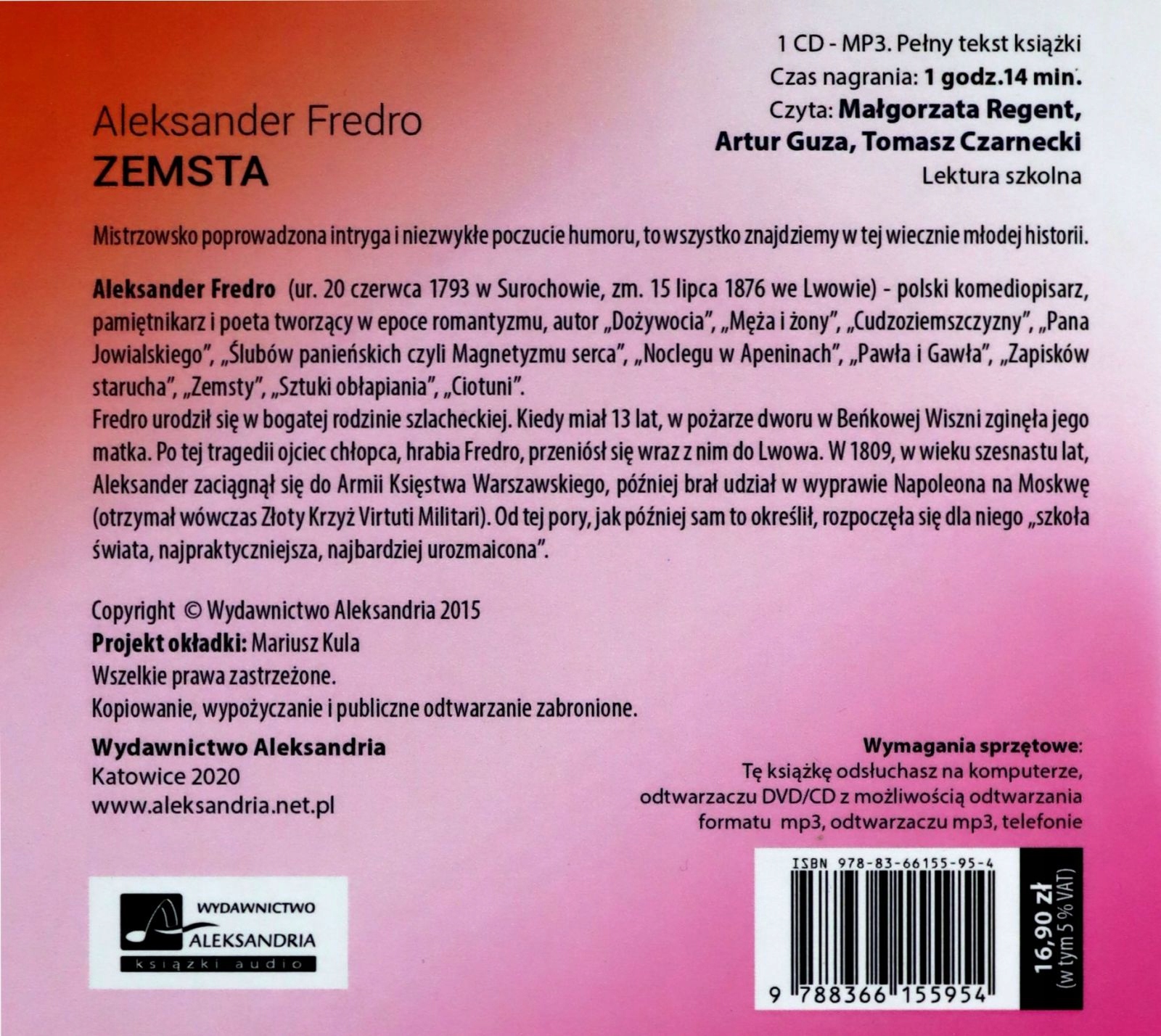 ZEMSTA - ALEKSANDER FREDRO [AUDIOBOOK] Stan opakowania oryginalne