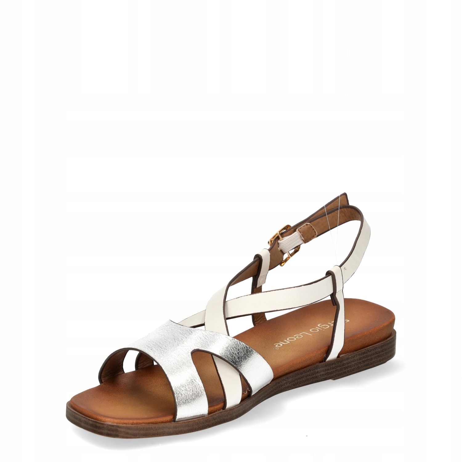 SANDAŁY DAMSKIE ELEGANCKIE NA PŁASKIM OBCASIE SERGIO LEONE BIAŁE R.36 Rozmiar 36