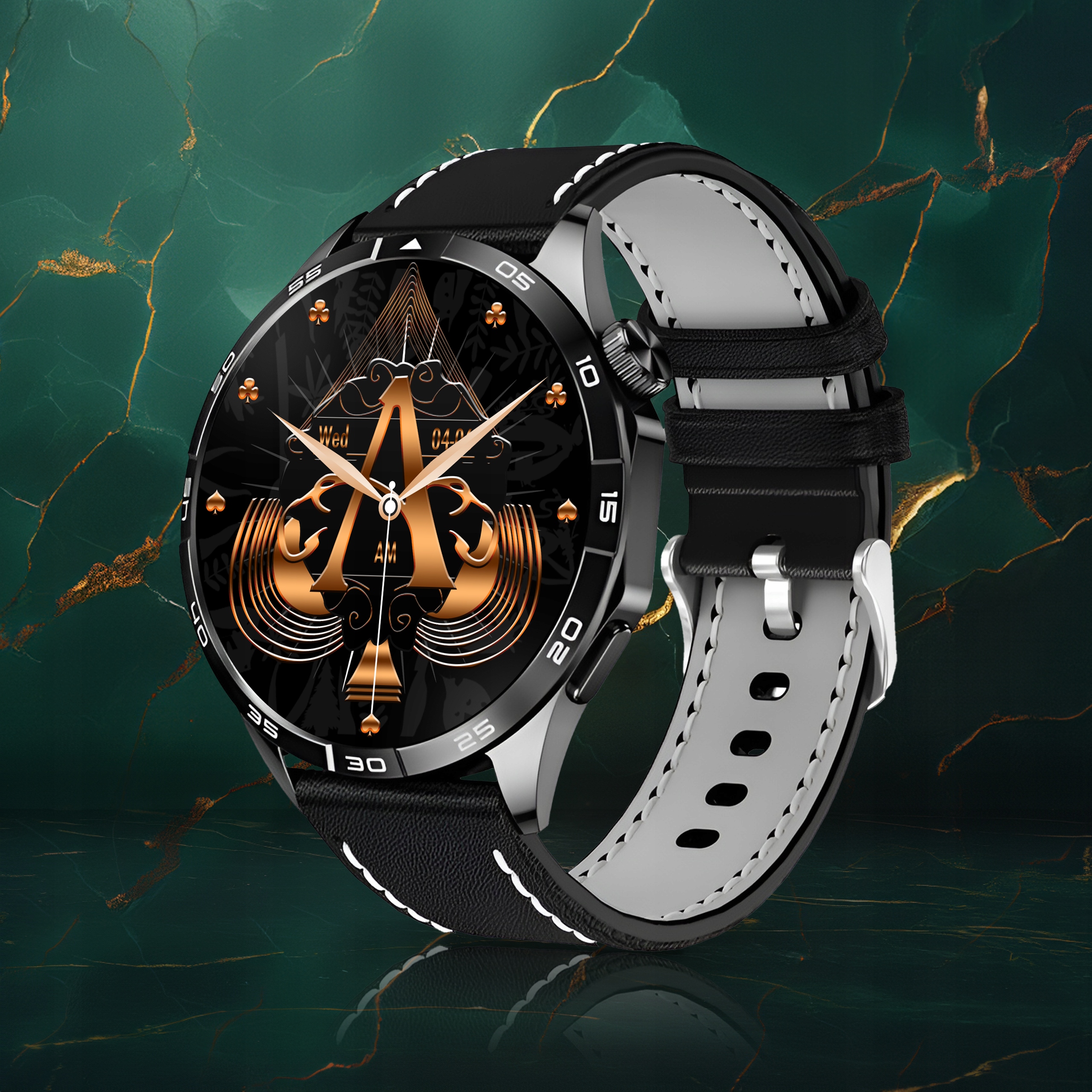 SMARTWATCH MĘSKI ZEGAREK POLSKIE MENU AMOLED 3 PASKI ROZMOWY SMART WATCH Kształt koperty okrągła