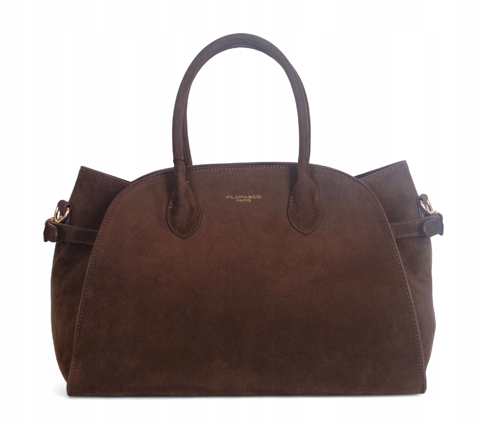 Flora&Co Paris Czekoladowa zamszowa torebka gwiazd Viralowa Rączki pasek