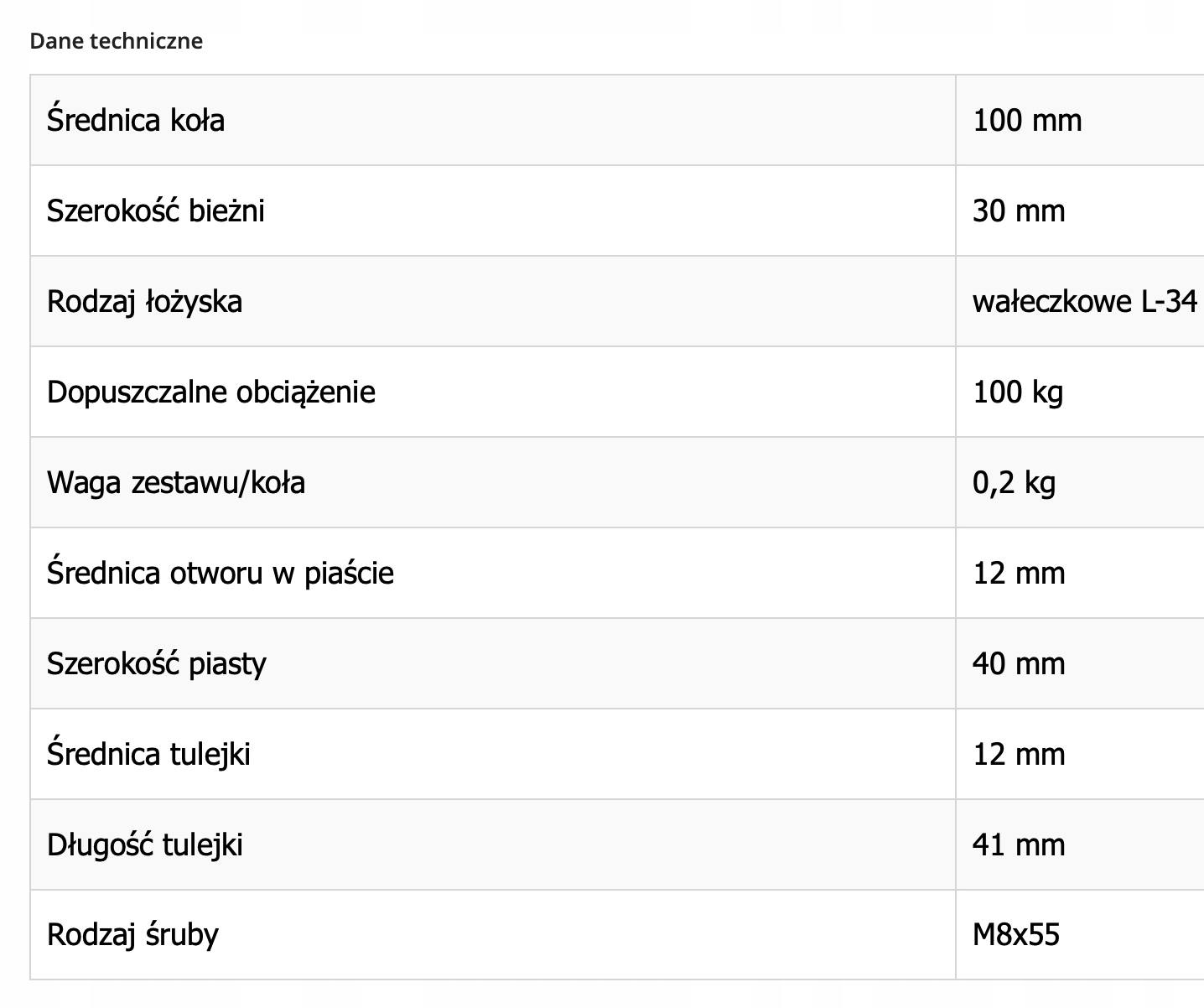 Koło z śrubą 100mm kółko poliamidowe Mocowanie otwór wciskowy