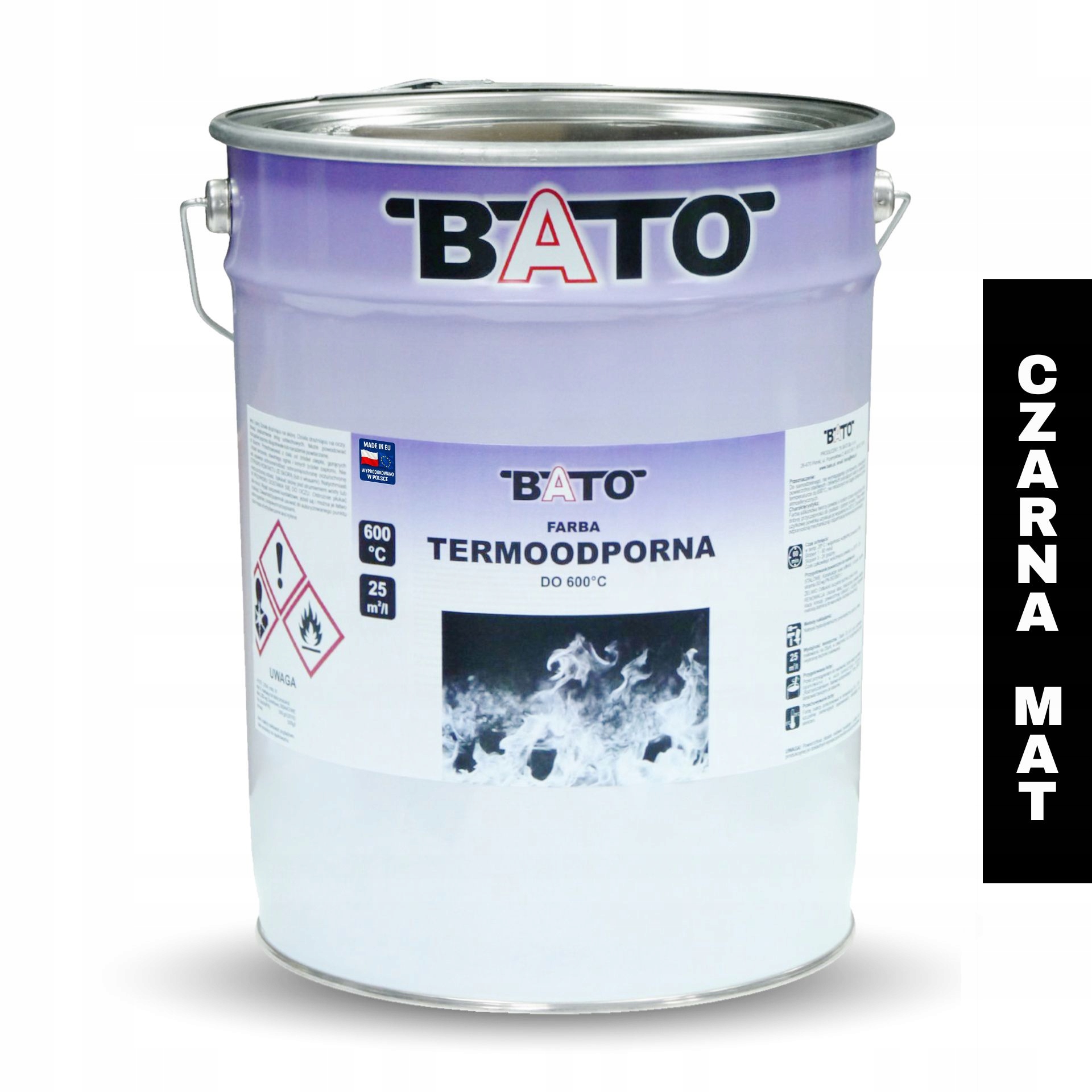 Barva barva do 600 °C – Bato Černá Matná, rychleschnoucí, 10 l