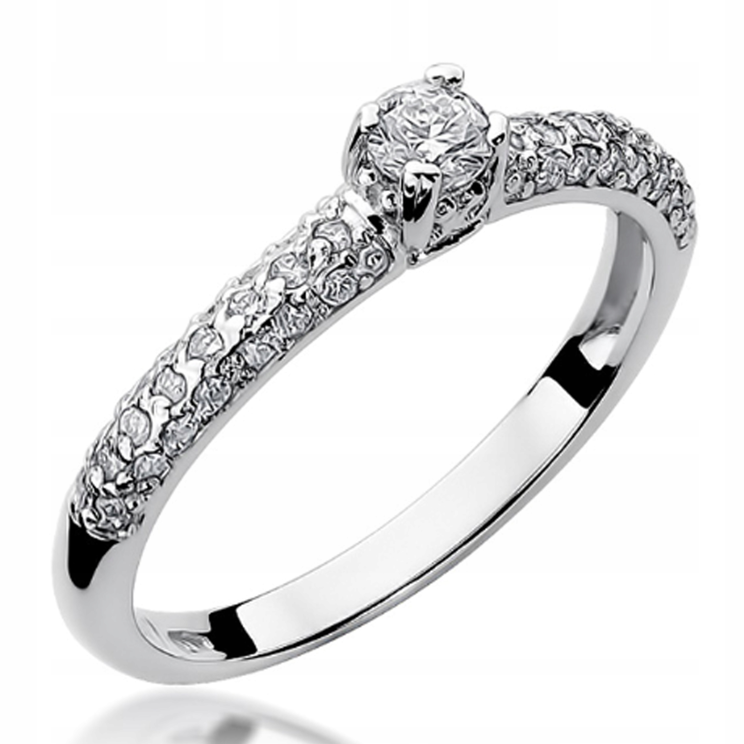 Prstýnek z bílého zlata 585, zásnubní vzor s elegantními diamanty