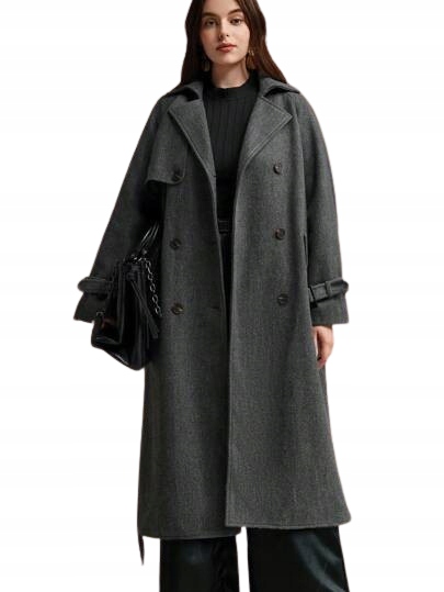 Shein Plus Size Šedý Dvouřadý Kabát S Klopami 44 Lůj