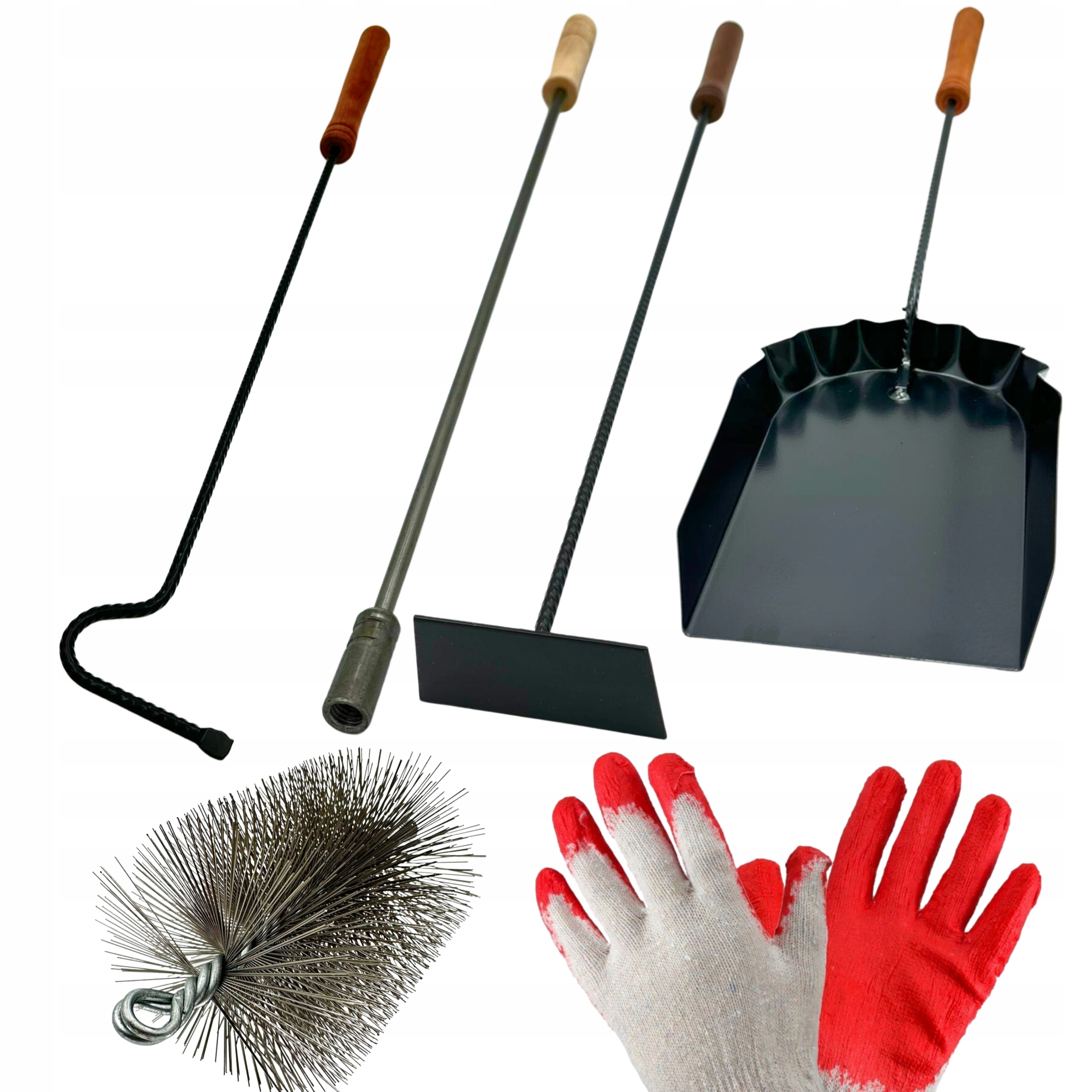 ZESTAW PRZYBORY KOMINKOWE AKCESORIA PIECA KOMINKA PRZEPYCHACZ WYCIOR