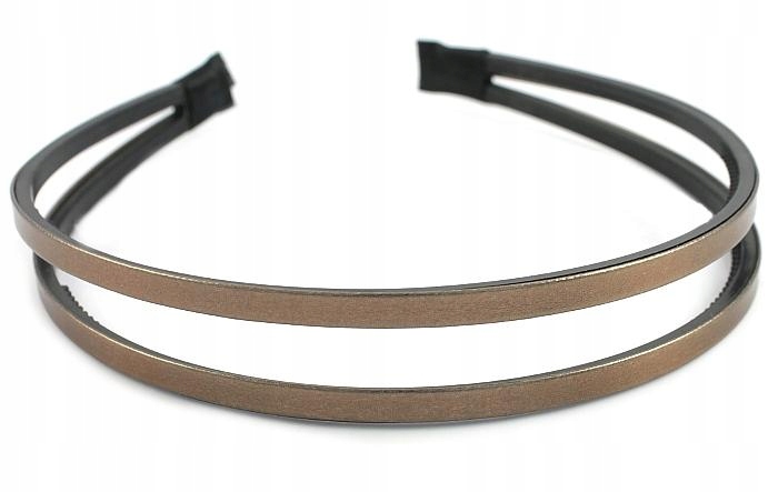 OPASKA DO WŁOSÓW SKÓRZANA 2 RZĘDOWA CIEMNE ZŁOTO