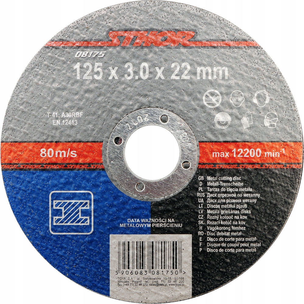 

Tarcza Do Cięcia Metalu Stali 125x3.0x22mm 08175