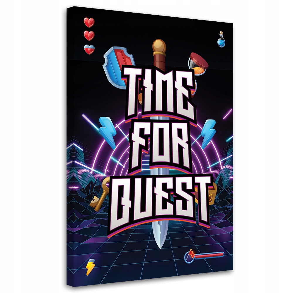 Obraz na plátne, Nápis Time for quest pre hráčov 80x120