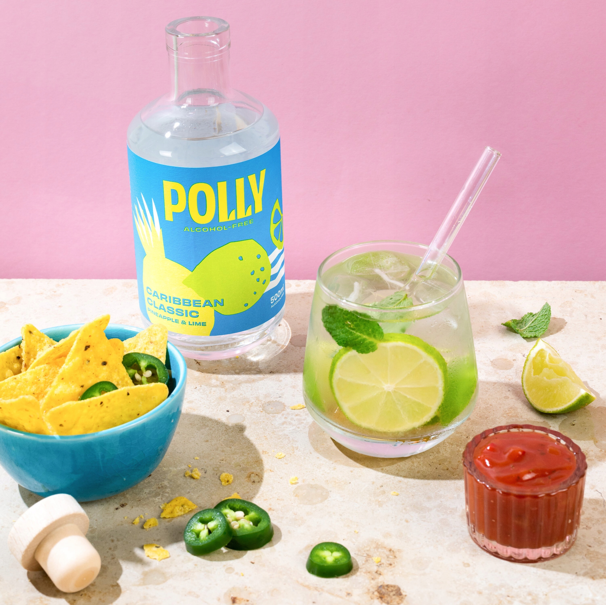 Levně Polly Caribbean Classic: Pineapple & Lime (500 ml) – nealkoholický rum