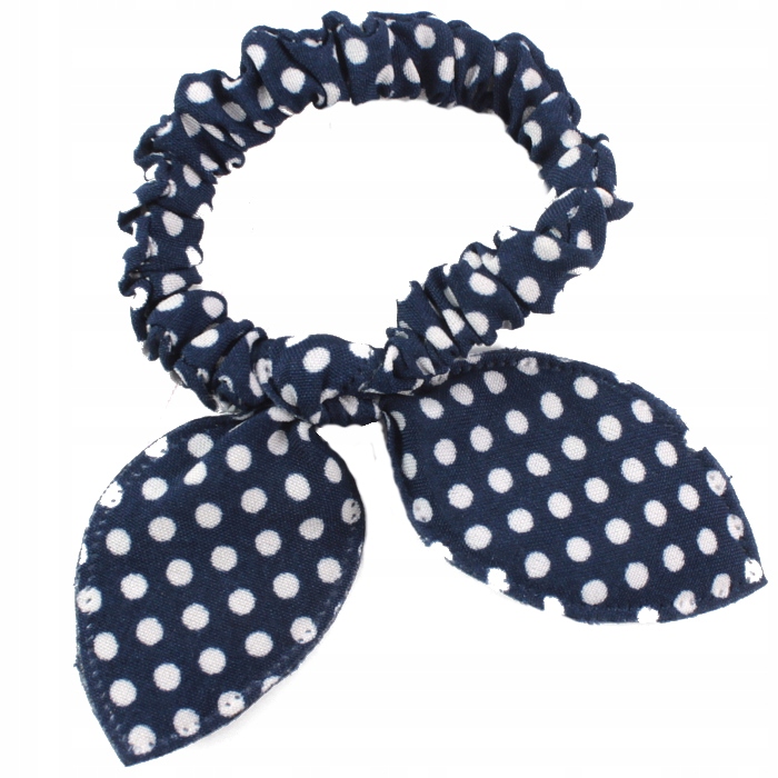 

Gumka Do Włosów Granatowa W Groszki Uszy Kokardka