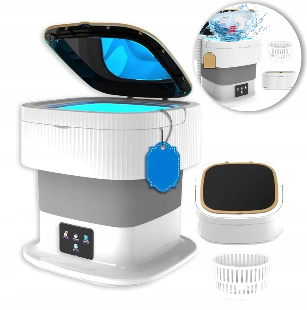 Mini Pralka Turystyczna Składana Przenośna Automatyczna Wirnikowa 11 Litrów