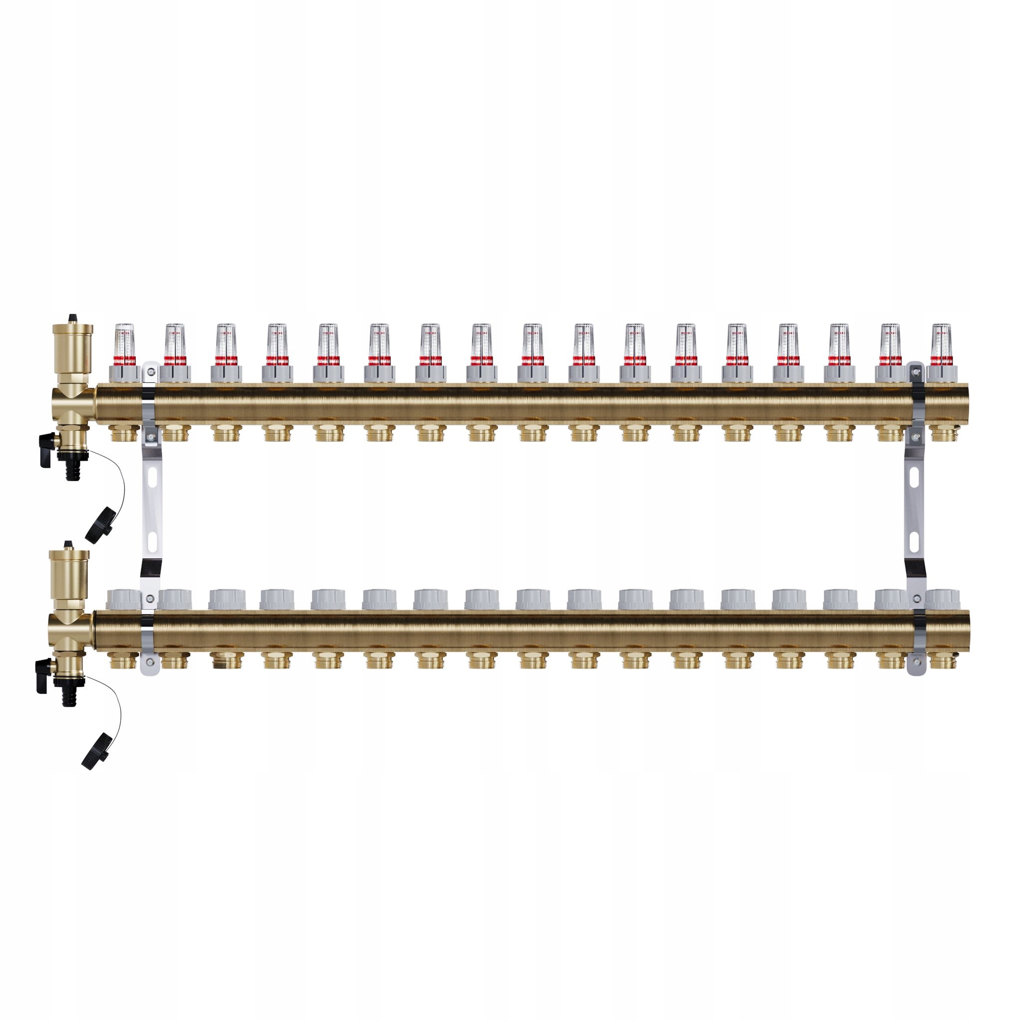 Rozdělovač pro podlahovku 17 mosazných okruhů pro podlahové vytápění