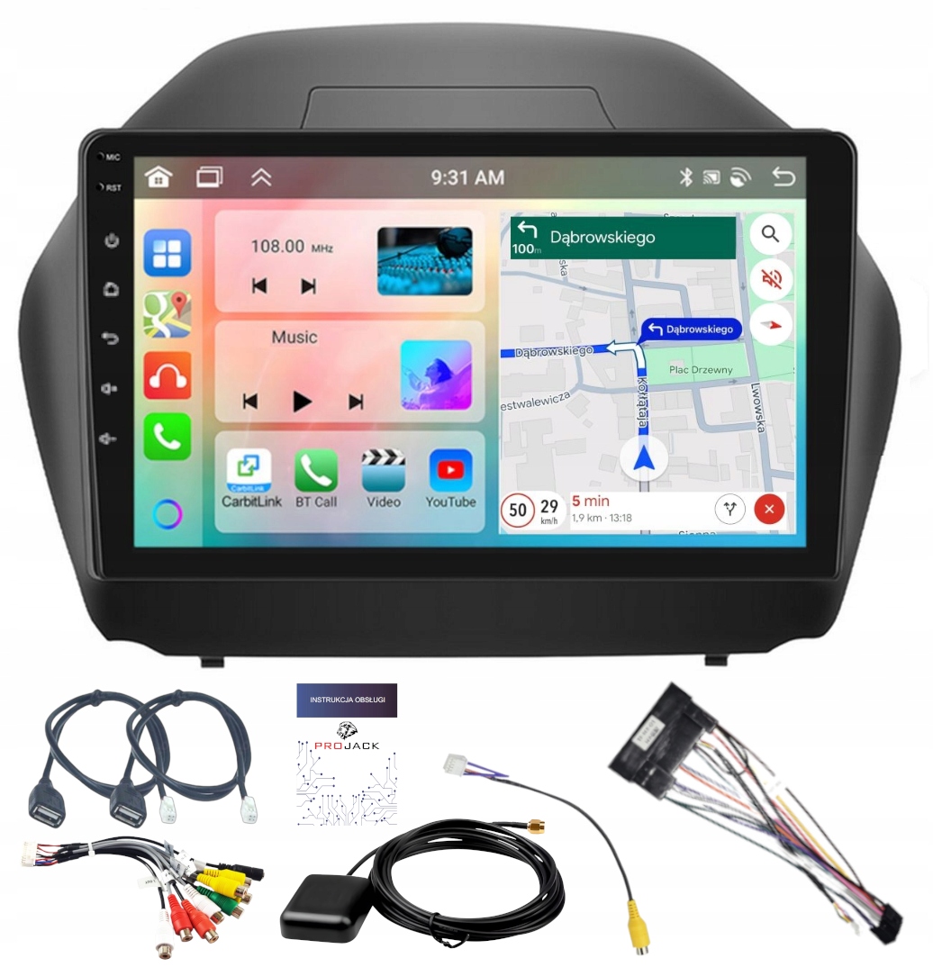 Gps Navigace A Android Hyundai IX35 2009-2015 Carplay Wifi 6GB 128GB