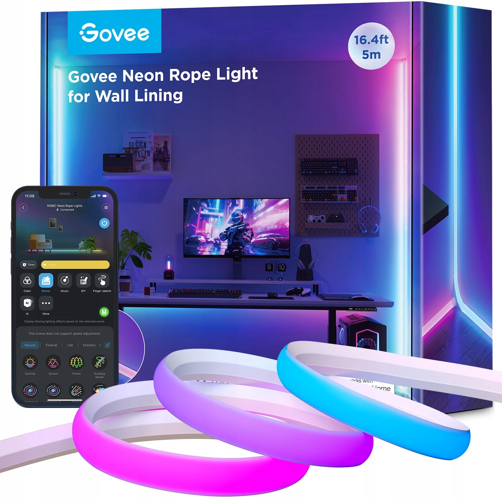 Neónová Led páska Govee Rgbic 5m pre lišty Matter Alexa Google