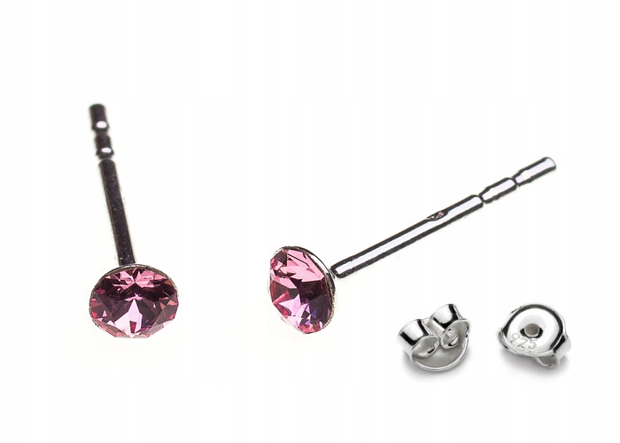 

Srebrne Kolczyki 925 z kr. Swarovski Chaton 3mm Lr