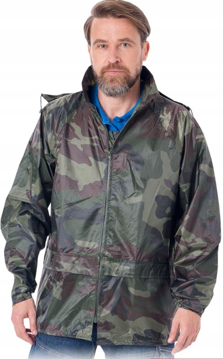 Kurtka przeciwdeszczowa z kapturem, tkana, dwie kieszenie Mo R XL