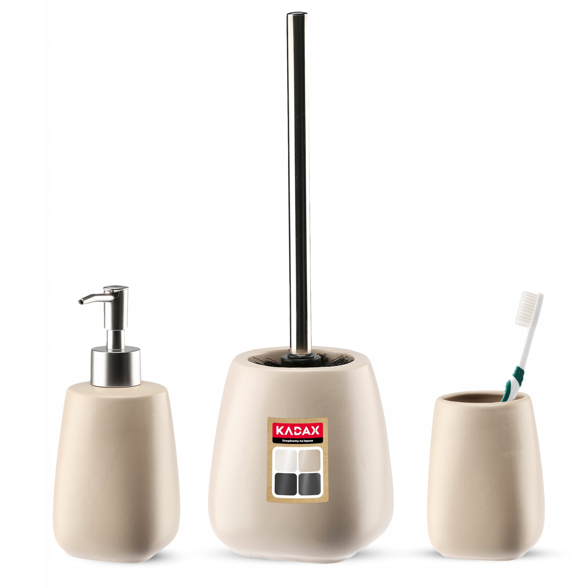 ZESTAW ŁAZIENKOWY 3 ELEMENTY KOMPLET BEŻOWY