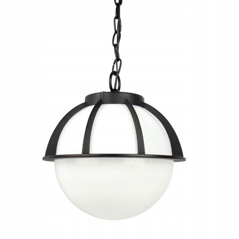 

Lampa wisząca zewnętrzna z okrągłym białym kloszem