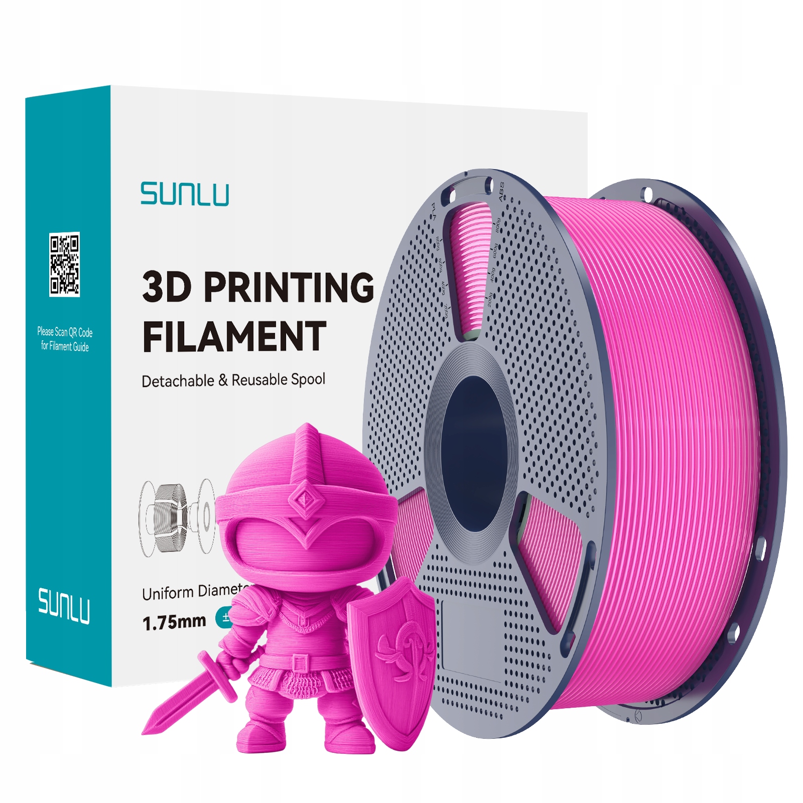 Filament PLA+ Sunlu 1,75 mm 1000 g różowy