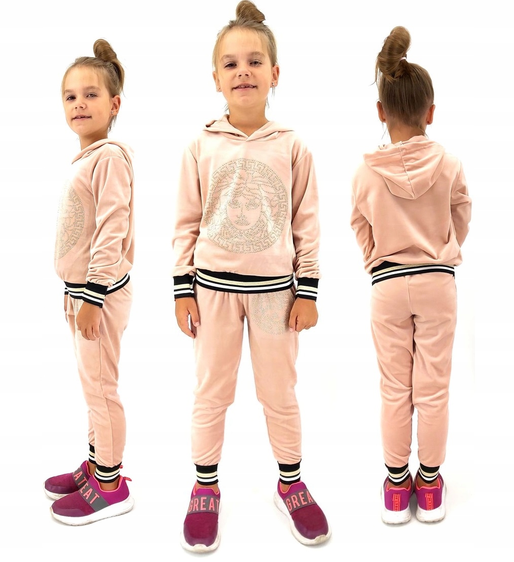 

Hit ! Komplet Welurowy Dres Dziewczęcy Z Cekinami