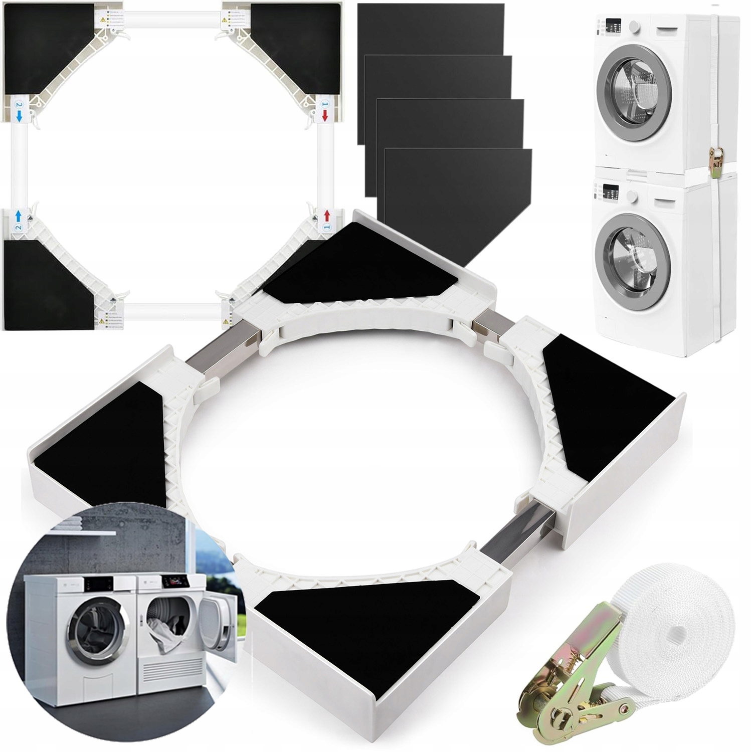 Łącznik Pralki Suszarki Uniwersalny Szerokość Regulowana W Pionie 46-66 CM